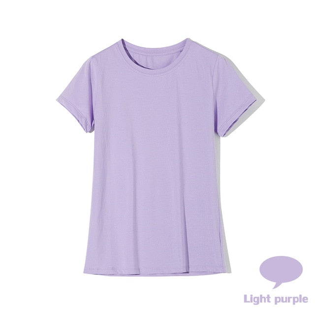 High Quality 18 Color S-3XL Plain T Shirt Women Cotton Elastic Basic T-shirts Female Casual Tops Short Sleeve T-shirt Women 002