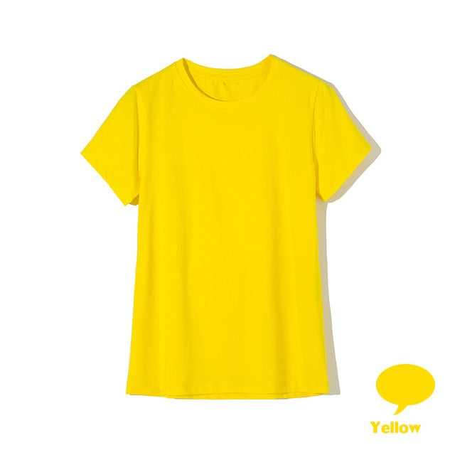 High Quality 18 Color S-3XL Plain T Shirt Women Cotton Elastic Basic T-shirts Female Casual Tops Short Sleeve T-shirt Women 002