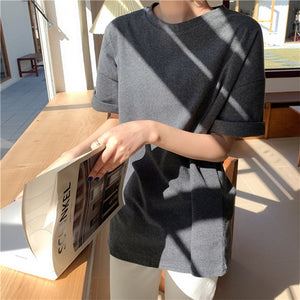 Colorfaith New 2020 Autumn Women 6 Colors T-shirt  Casual Short Sleeve Loose Bottoming Solid Female Basic Thick Tops Shirt T6789