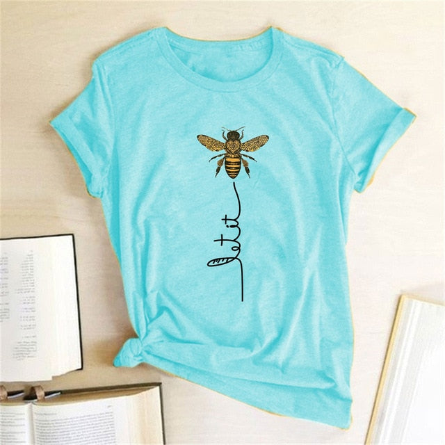 Hillbilly Women Bee Kind T-shirt Aesthetics Graphic Short Sleeve Cotton Polyester T Shirts Female Camisetas Verano Mujer 2020